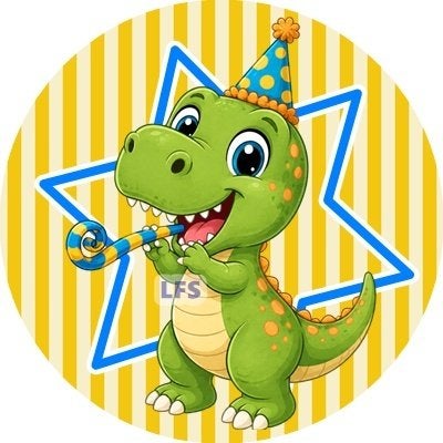 L2799 ouwel dino 20cm eetbare taart print snoeppapier idee, Ophalen of Verzenden, Nieuw, Taarten, Versiering