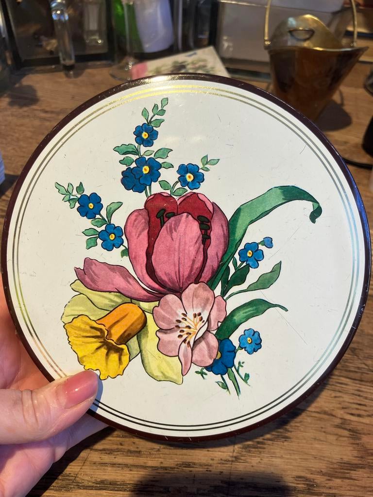 Vintage Côte d'Or koekblik met bloemendecoratie, Ophalen of Verzenden