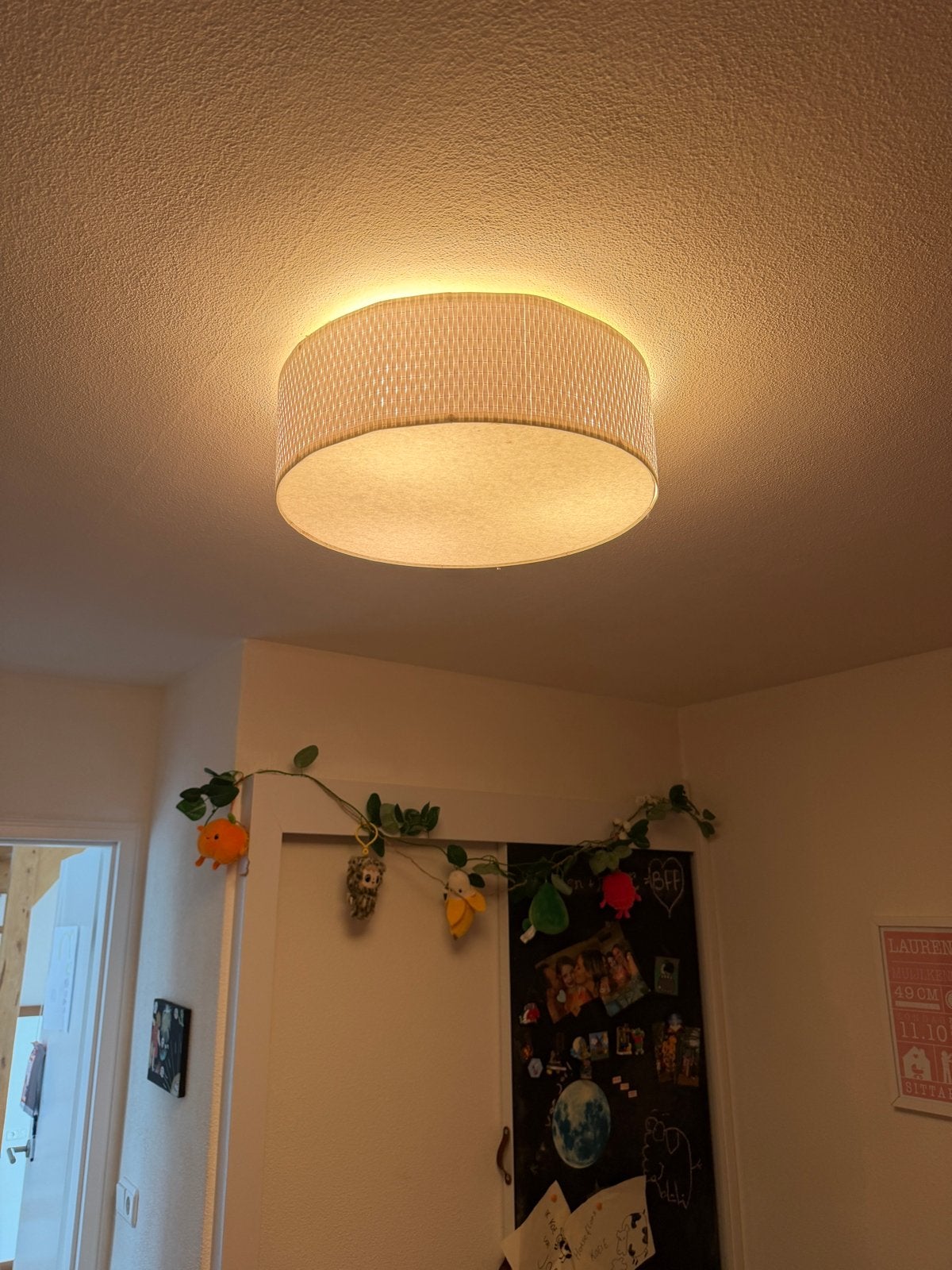 IKEA ALÄNG Plafondlamp / Plafonnière – Wit – Ø 35 cm (Zgan), Huis en Inrichting, Ophalen of Verzenden, Zo goed als nieuw, Stof