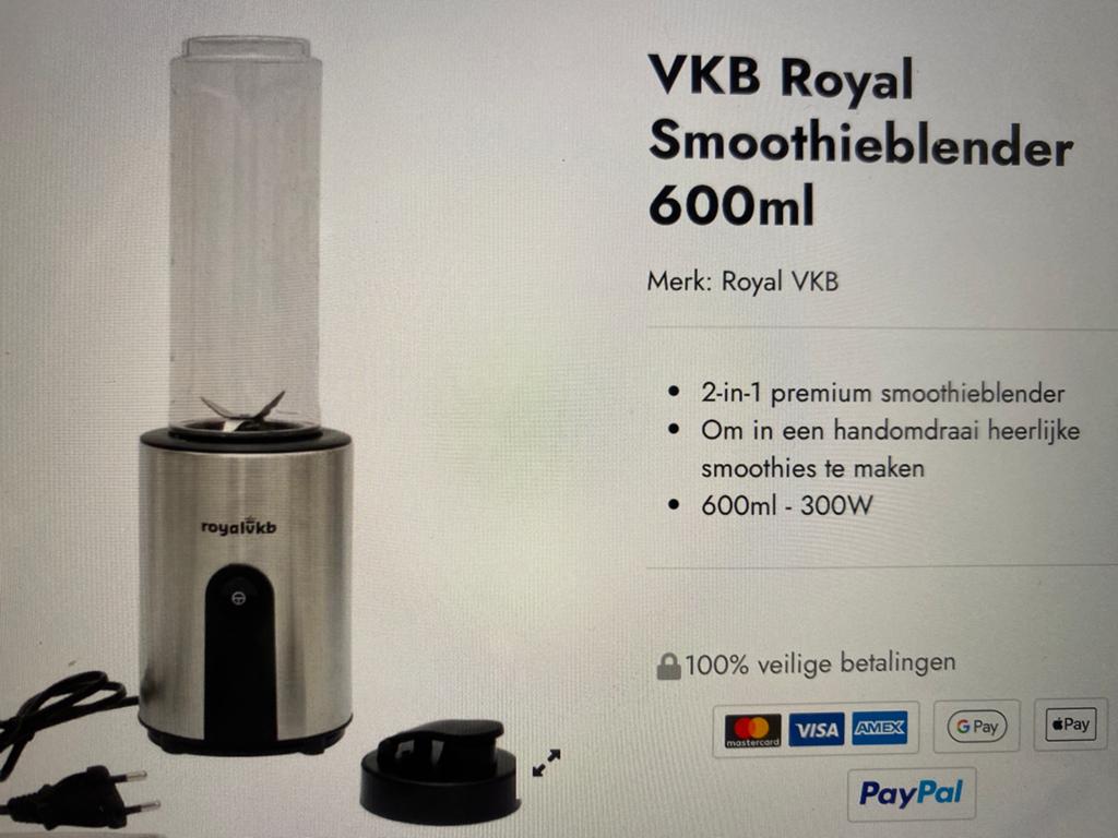 Smoothie blender Royalvkb. Nieuw in doos., Huis en Inrichting, Ophalen, Nieuw