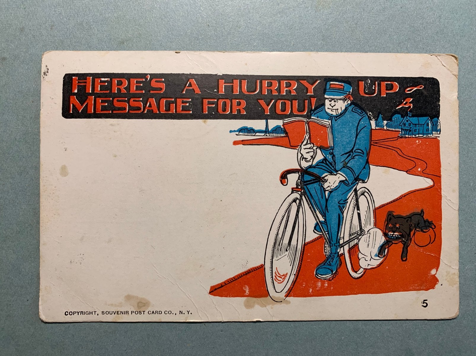 1909 Here’s a hurry up message for you - postbode, Verzamelen, Ophalen of Verzenden, Voor 1920, Gelopen, Ambachten of Beroep