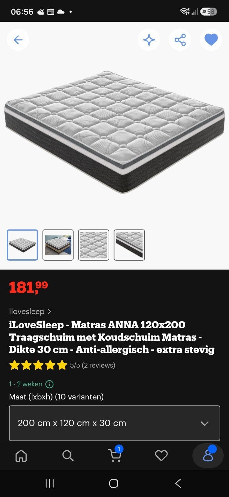 Matras ANNA 120x200 Traagschuim Koudschuim, Ophalen, Zo goed als nieuw, Twijfelaar, 200 cm