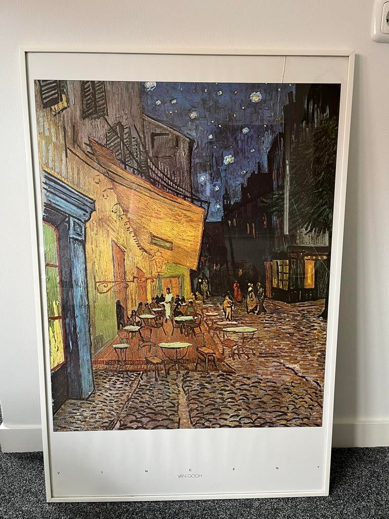 Ingelijste poster Van Gogh café terras bij nacht., Ophalen