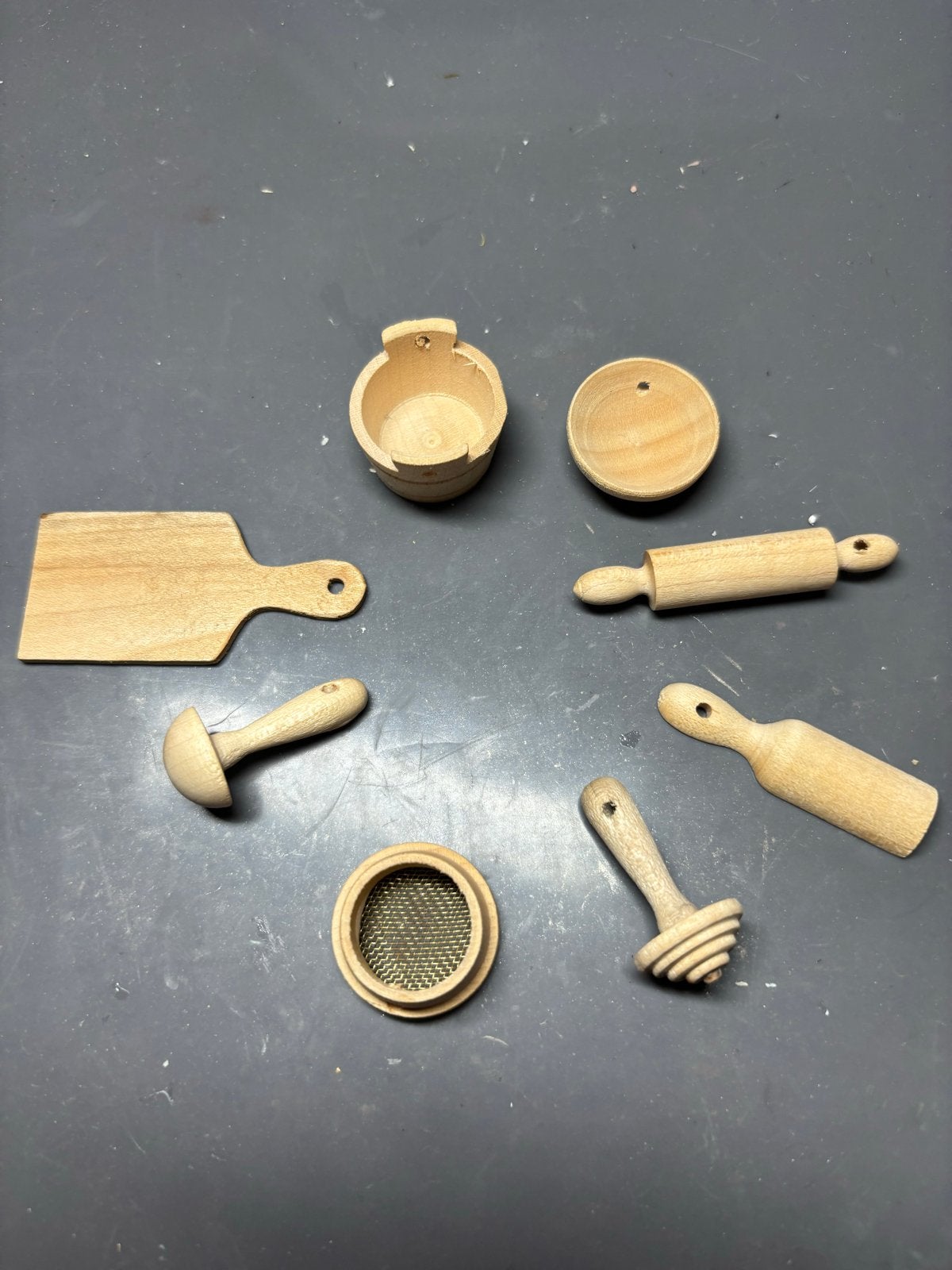 Houten Miniatuur Keukenset voor Poppenhuis, Ophalen of Verzenden, Zo goed als nieuw, Poppenhuis