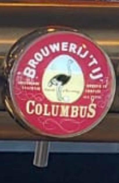 Gezocht!! Ronde verlichte taplens Columbus Brouwerij ‘t Ij, Ophalen, Glas of Glazen, Overige merken