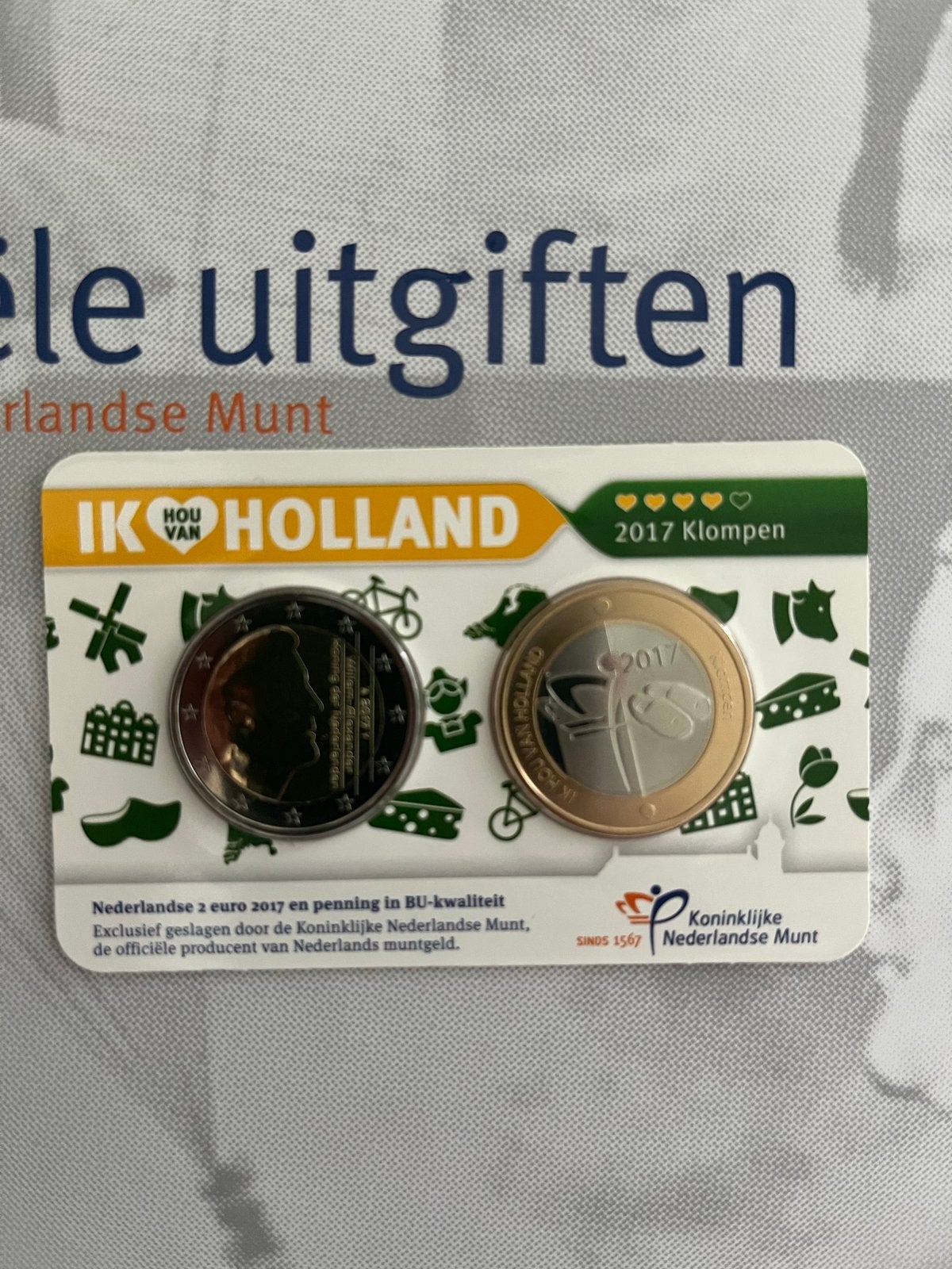 Coincard 2 euro 2017 met 'Ik hou van Holland' - klompen, Postzegels en Munten, Ophalen of Verzenden, Koningin Beatrix, Euro's
