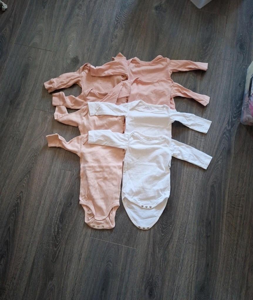 8 Zeeman meegroei & basic rompers 62/68 (6x roze, 2x wit), Ophalen of Verzenden, Zo goed als nieuw, Zeeman, Meisje