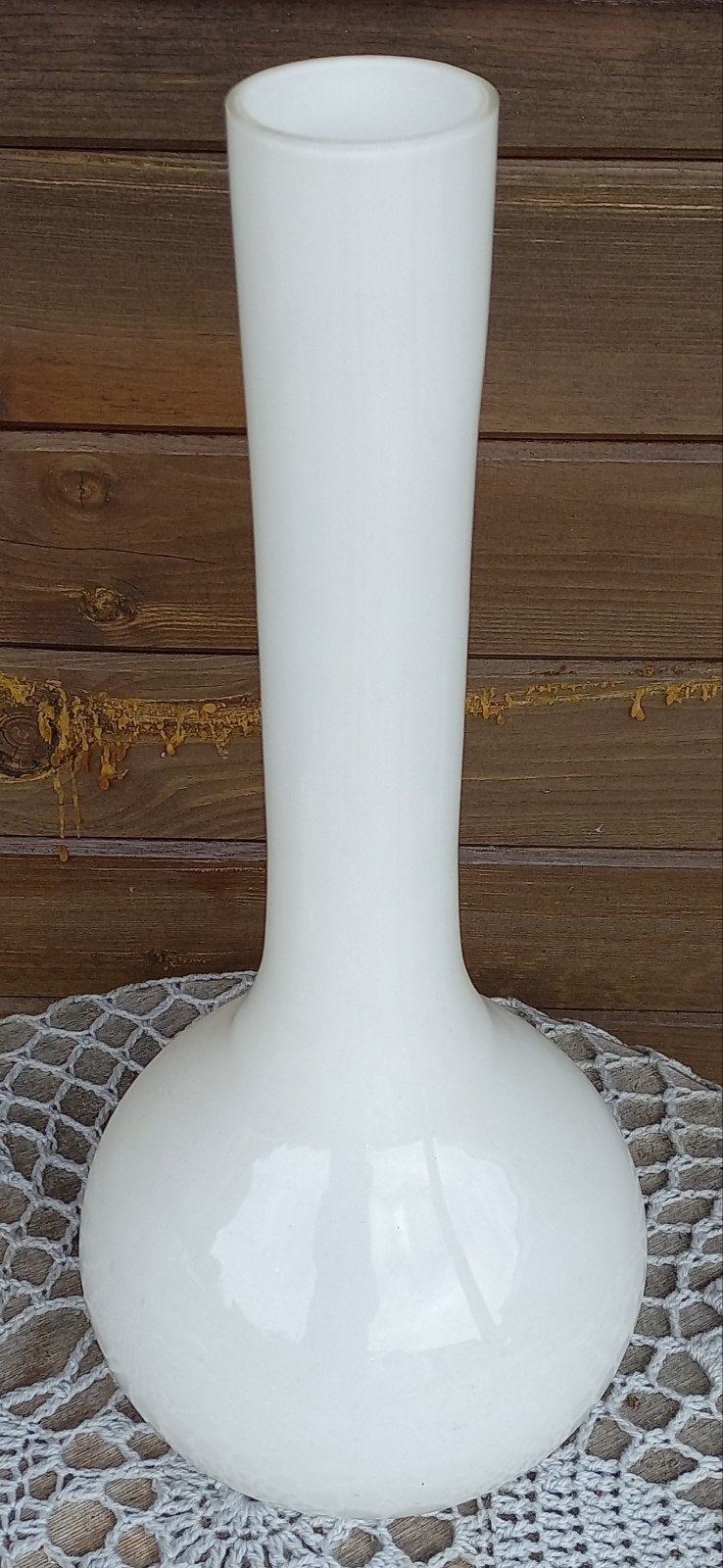 Elegante Witte Glazen Vaas - Klassiek Design, Ophalen of Verzenden