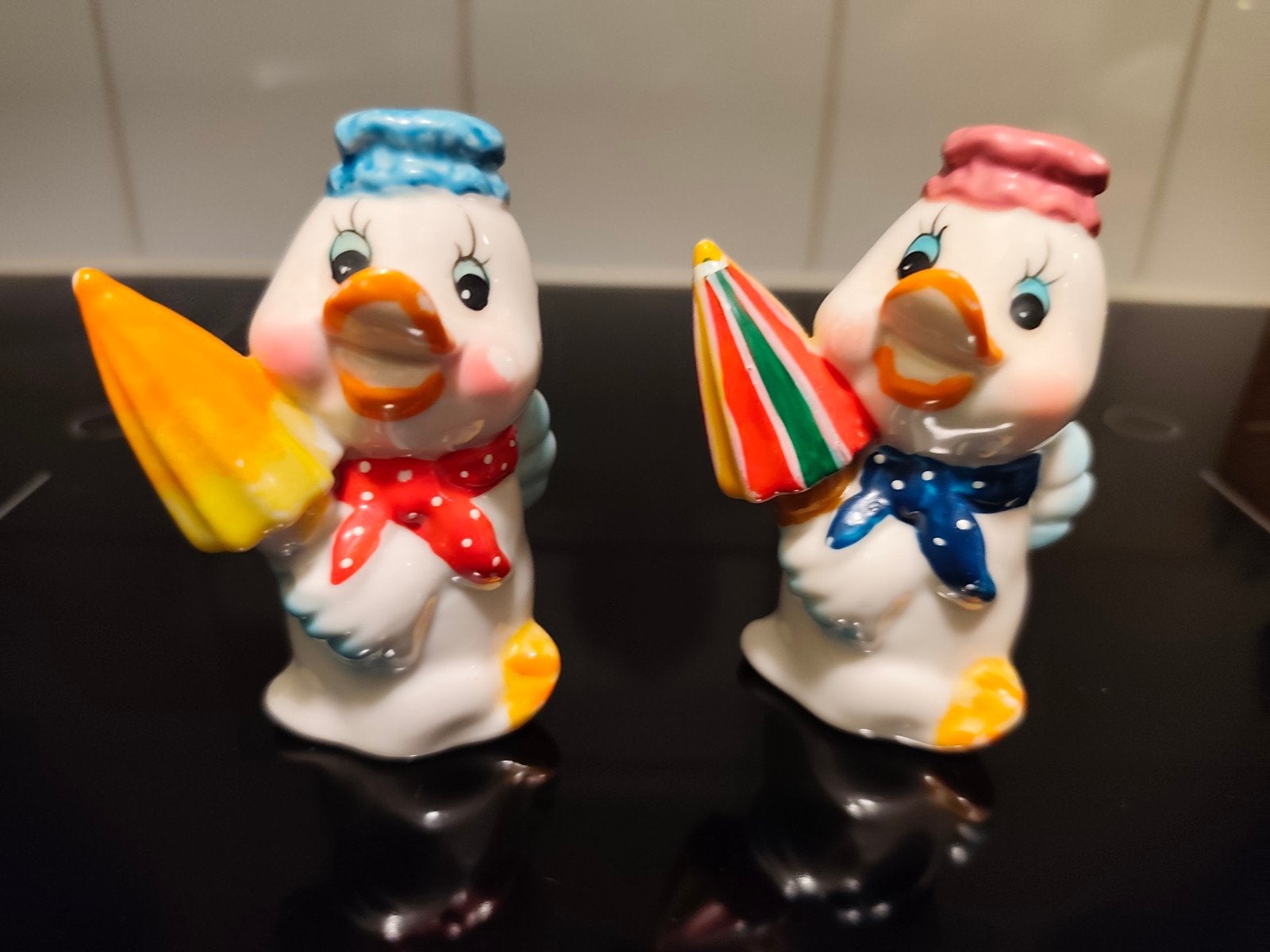 Midcentury porseleinen peper- en zoutstel eendenkuikens, Verzamelen, Ophalen of Verzenden, Zo goed als nieuw, Dier