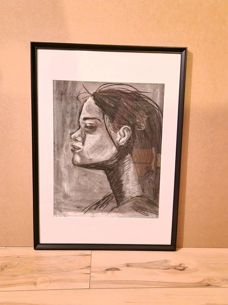 Artestieke tekening, 70x50 cm, ingelijst, nieuwstaat, Antiek en Kunst, Kunst | Tekeningen en Foto's, Ophalen