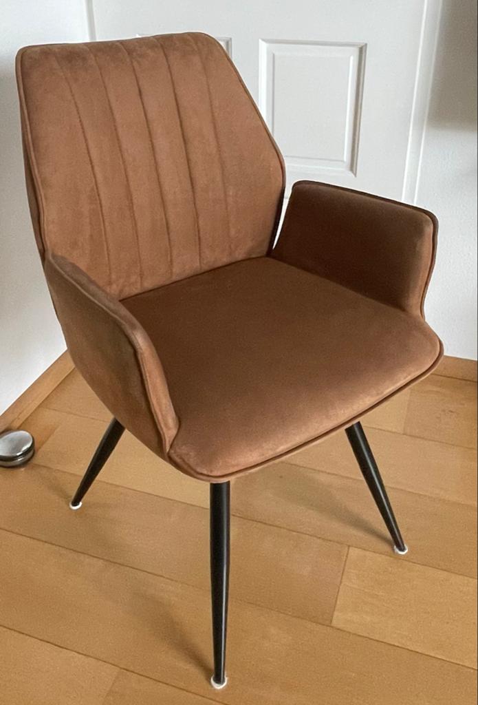 RV design eetkamerstoel bureaustoel - bruine stof, Ophalen, Bruin, Zo goed als nieuw, Eén