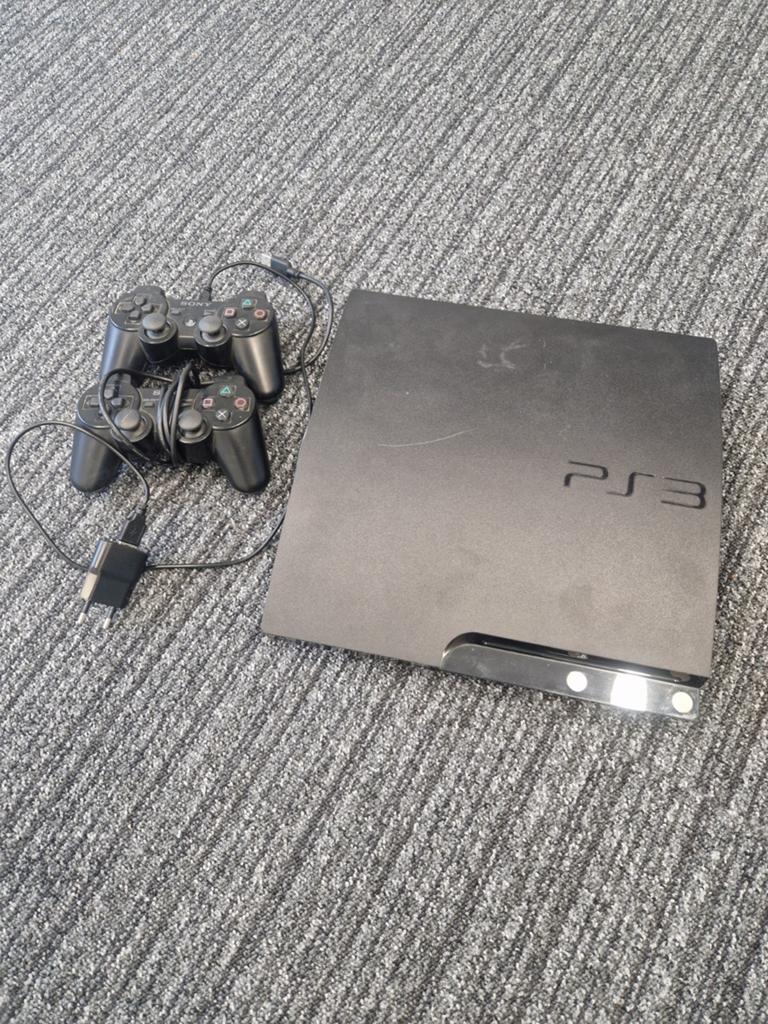 Sony PlayStation 3 Slim, Spelcomputers en Games, Spelcomputers | Sony PlayStation 3, Slim, Met 2 controllers, Ophalen of Verzenden