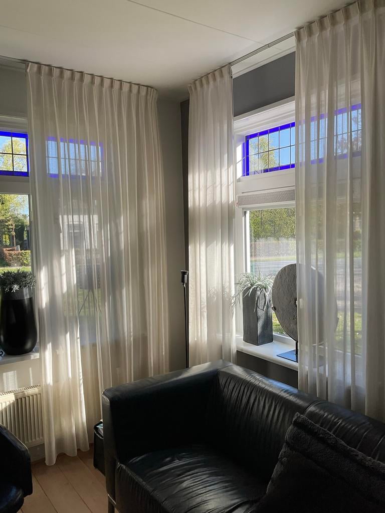 Kamerhoge inbetween gordijnen voor 5 ramen, room kleurig, Huis en Inrichting, Stoffering | Gordijnen en Lamellen, Gebruikt, 100 tot 150 cm