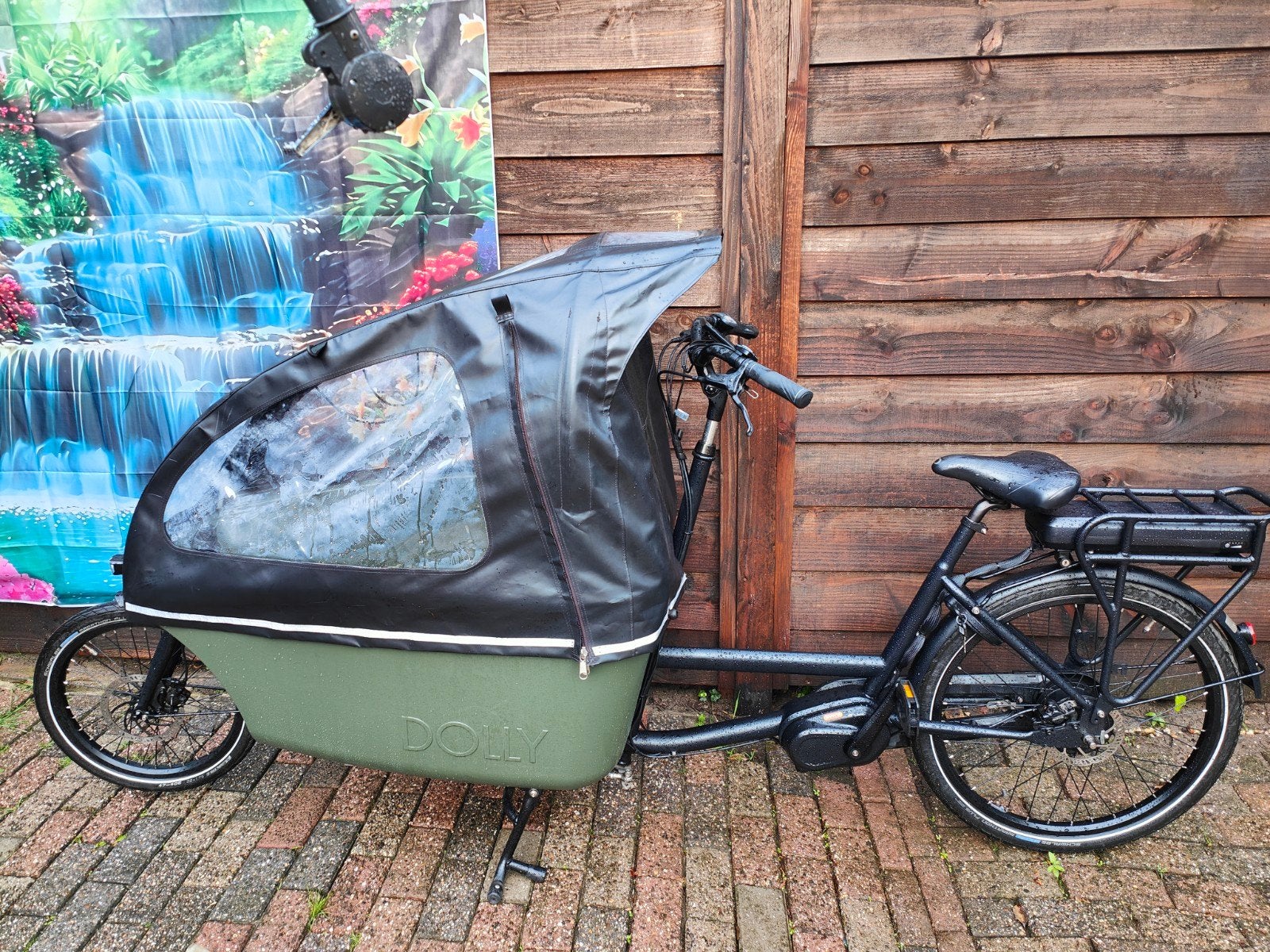 Dolly bakfiets in nette staat, Fietsen en Brommers, Fietsen | Bakfietsen, 4 kinderen of meer, Huif, Zo goed als nieuw, Schijfrem