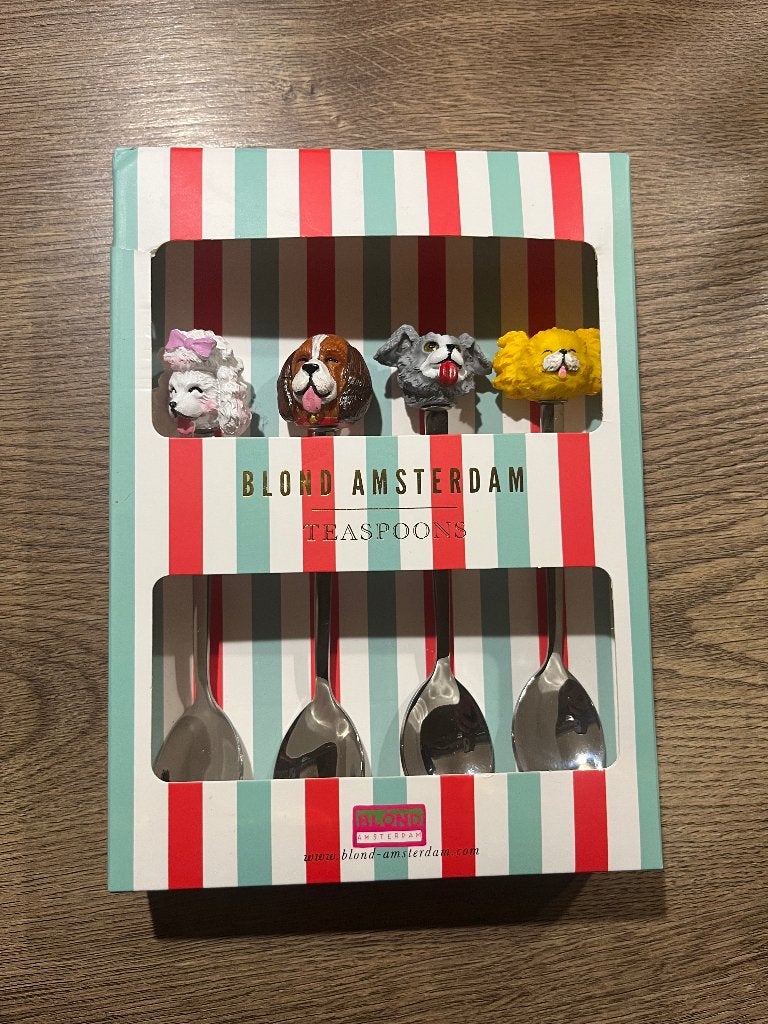 Blond Amsterdam - Theelepel set van 4 Dog, Ophalen of Verzenden, Nieuw, Aardewerk