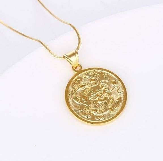 > > Met goud vergulde hanger met Chinese draak < <, Overige materialen, Nieuw, Ophalen of Verzenden, Goud