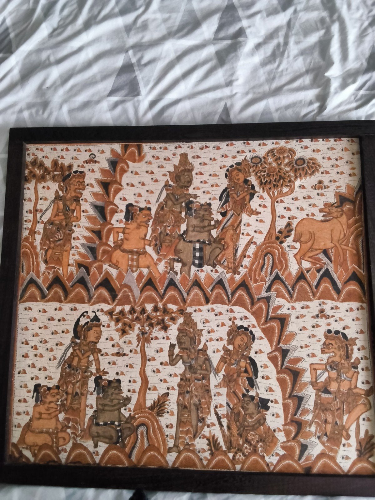 Indonesisch schilderij op stof Wajang Kamasan, Antiek en Kunst, Indonesië, Ophalen, Schilderij