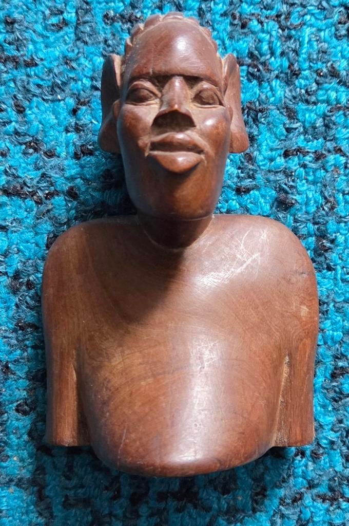 Vintage centra-Afrikaanse buste, ca. 13 cm hoog, Minder dan 20 cm, Buste, Ophalen of Verzenden, Handgemaakt