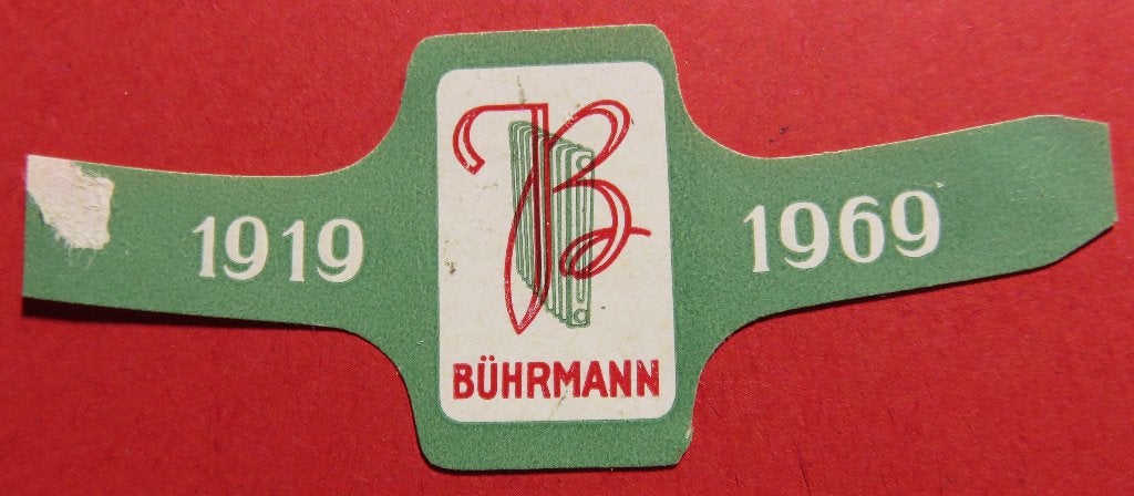 Sigarenbandje reclamebandje Bührmann 1919-1969, Verzenden, Gebruikt, Sigarenbandjes