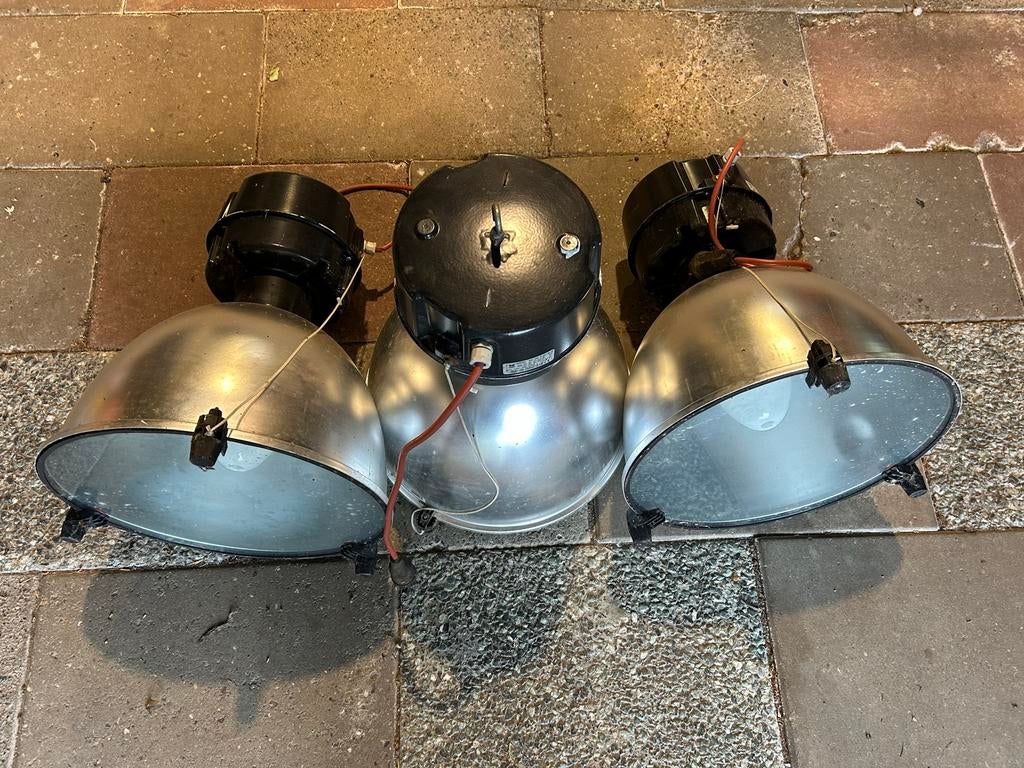 Set van 3 Industriële Gaslampen - Vintage Fabriekslampen, Huis en Inrichting, Ophalen, Gebruikt