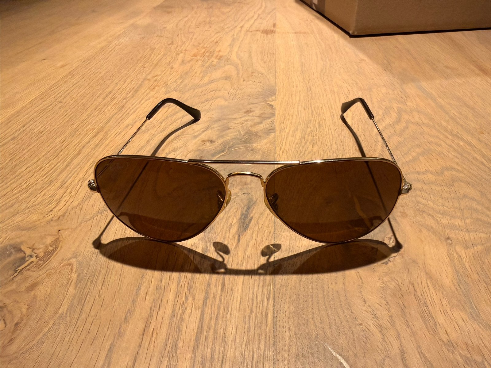 Ray-Ban Aviator Large Metal Zonnebril - Goud/Bruin, Zonnebril, Bruin, Ophalen of Verzenden, Zo goed als nieuw