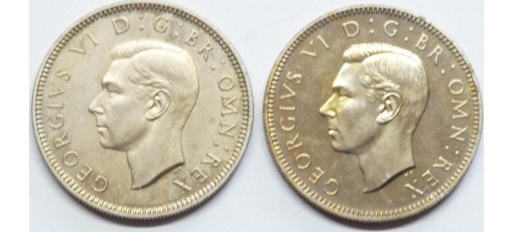 Shilling 1950 proof, Groot-Brittannie, George VI, 2x, Ophalen of Verzenden, Overige landen, Losse munt