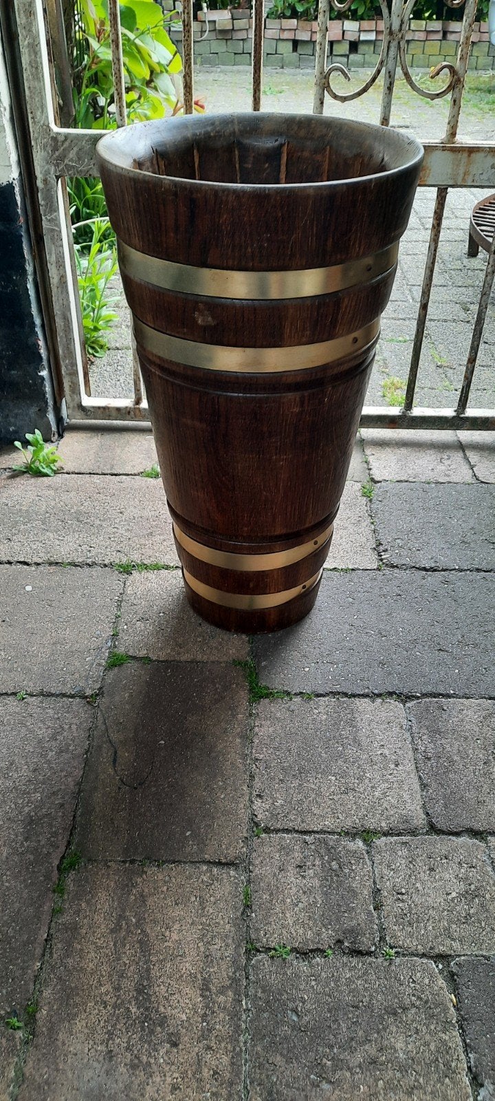 Antieke houten plantenbak met messing banden, Antiek en Kunst, Ophalen of Verzenden