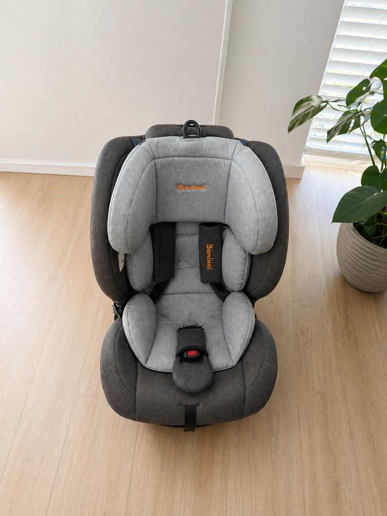 Baninni autostoel grijs met isofix - Comfortabel en veilig, Overige merken, Autogordel, 0 t/m 18 kg, Verstelbare rugleuning