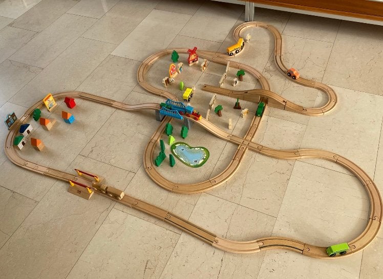Houten treinset., Ophalen, Gebruikt