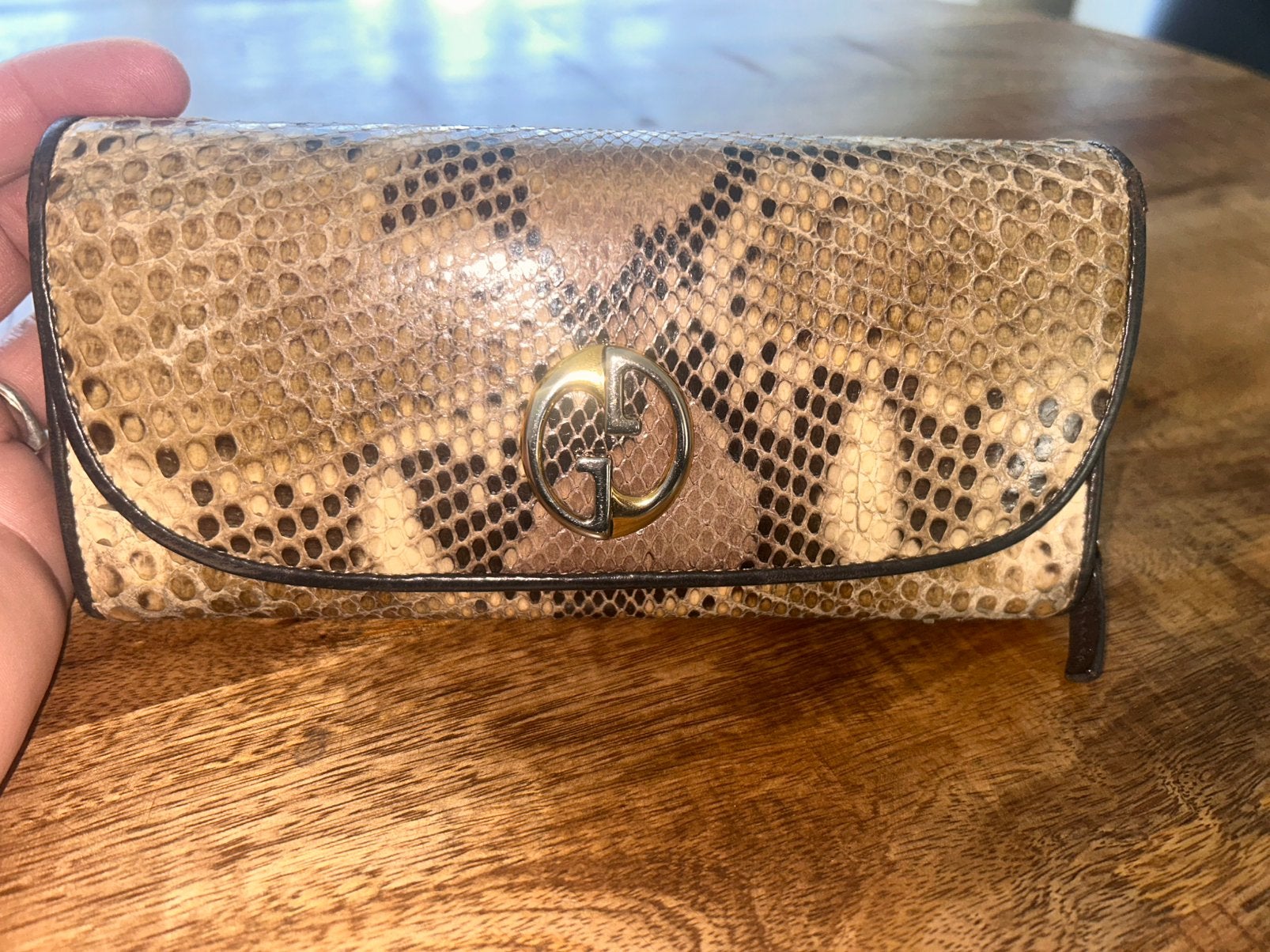Gucci portemonnee van slangenleer origineel, Sieraden, Tassen en Uiterlijk, Portemonnees, Overige merken, Bruin, Ophalen of Verzenden