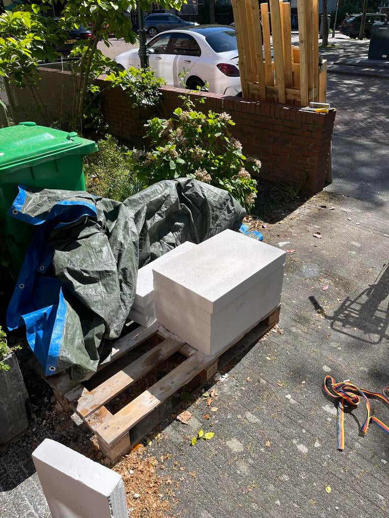 Restpartij cellenbeton/gasbeton blokken 70mm, Ophalen, Nieuw, Beton