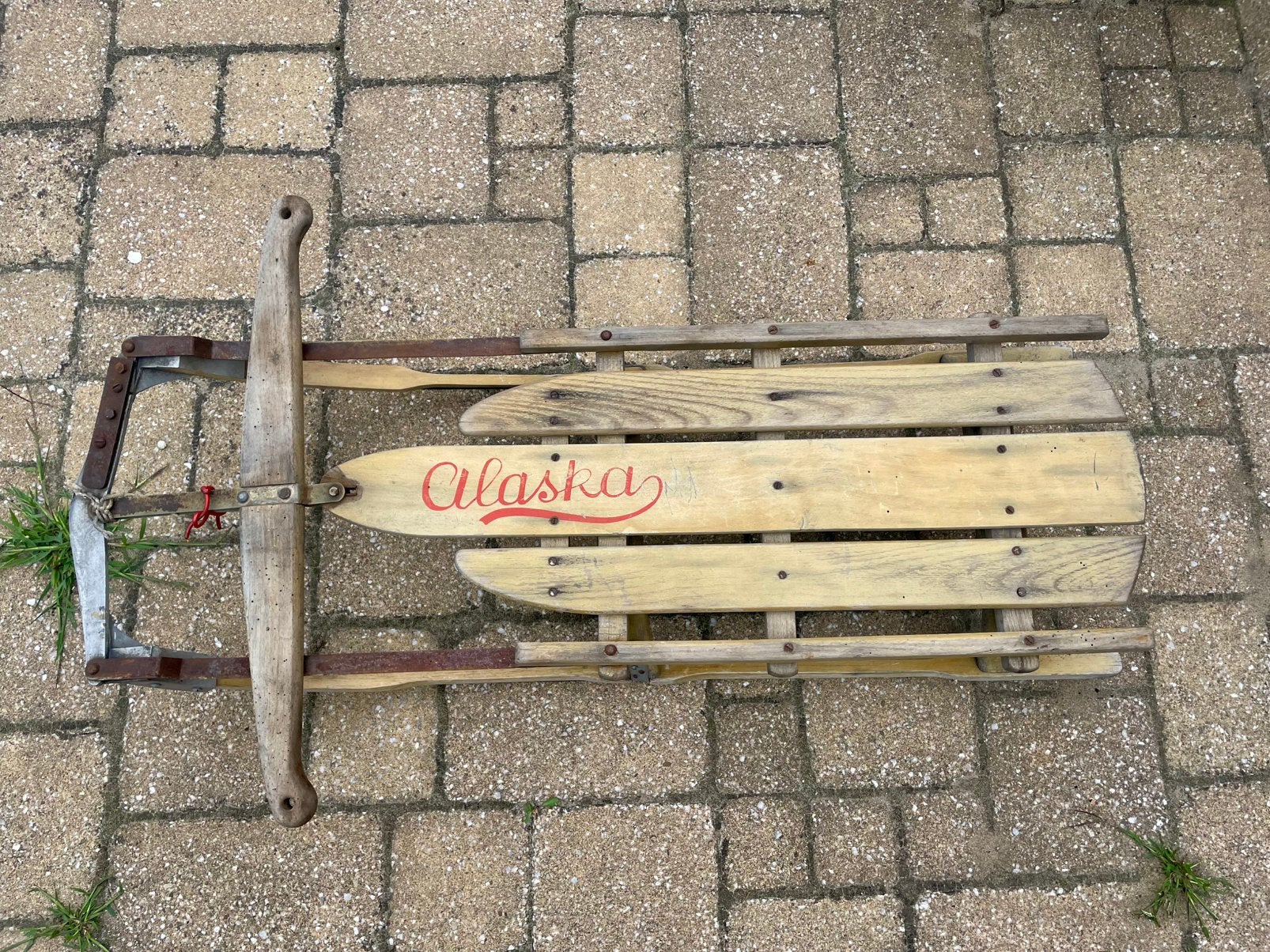 Vintage houten slee, Ophalen, Zo goed als nieuw