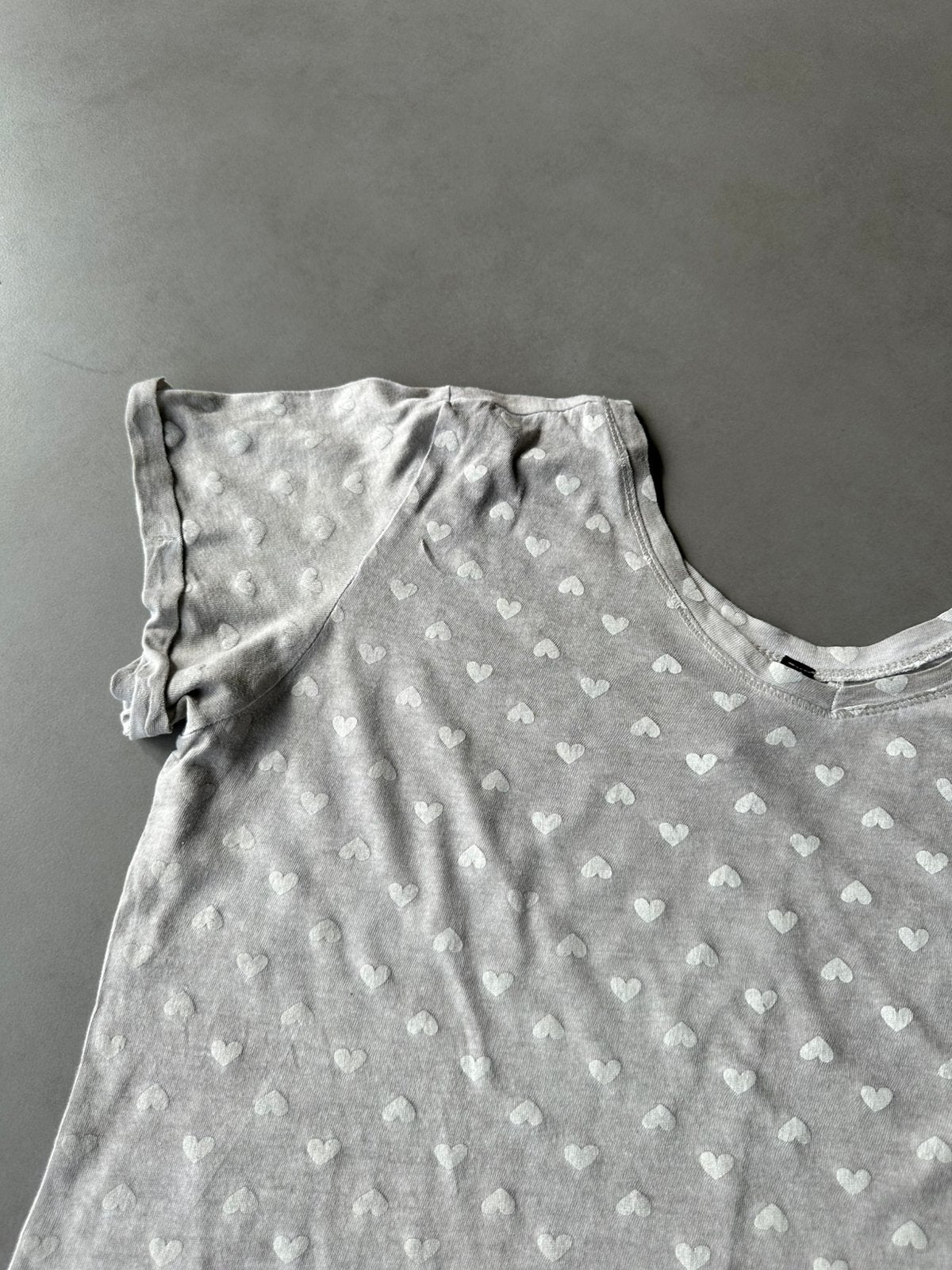 Nieuw grijs/beige Jean Pascale hartjes shirt, maat S = L, Verzenden, Beige, Maat 42/44 (L), Nieuw