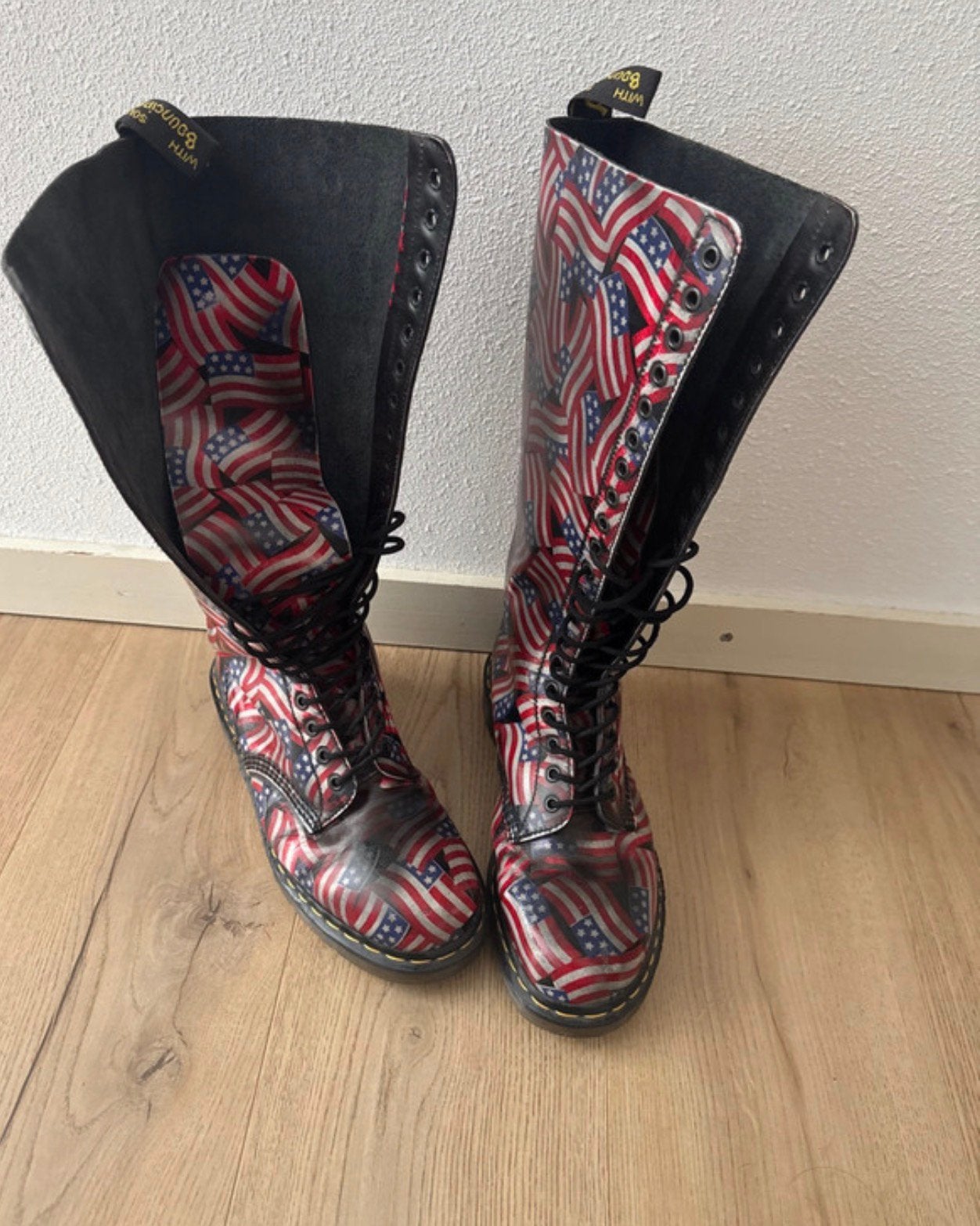 RARE Dr. Martens USA Stars & Stripes  maat 45 / UK10, Verzenden, Zwart, Boots, Gedragen