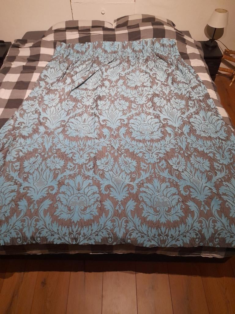barok gordijnen blauw/grijs, Ophalen of Verzenden, Zo goed als nieuw, Grijs, 200 cm of meer