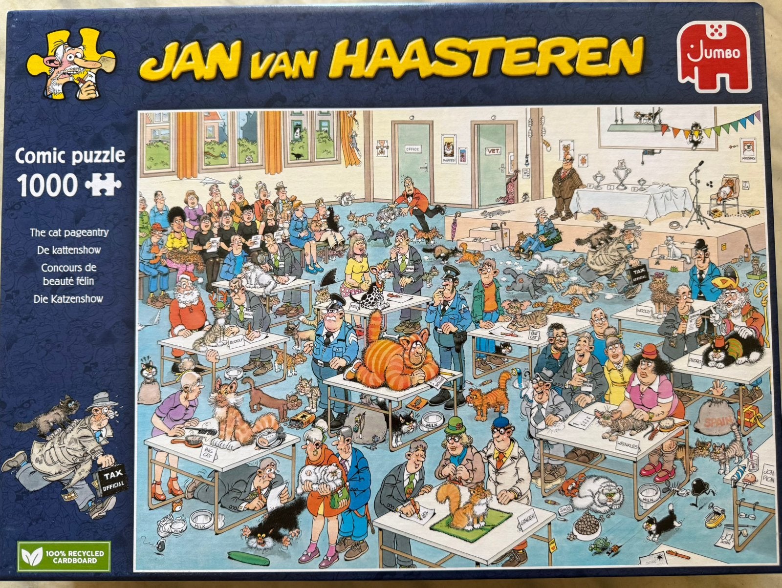 Jan van Haasteren puzzel 1000 stukjes “De Kattenshow”, Ophalen of Verzenden, 500 t/m 1500 stukjes, Zo goed als nieuw