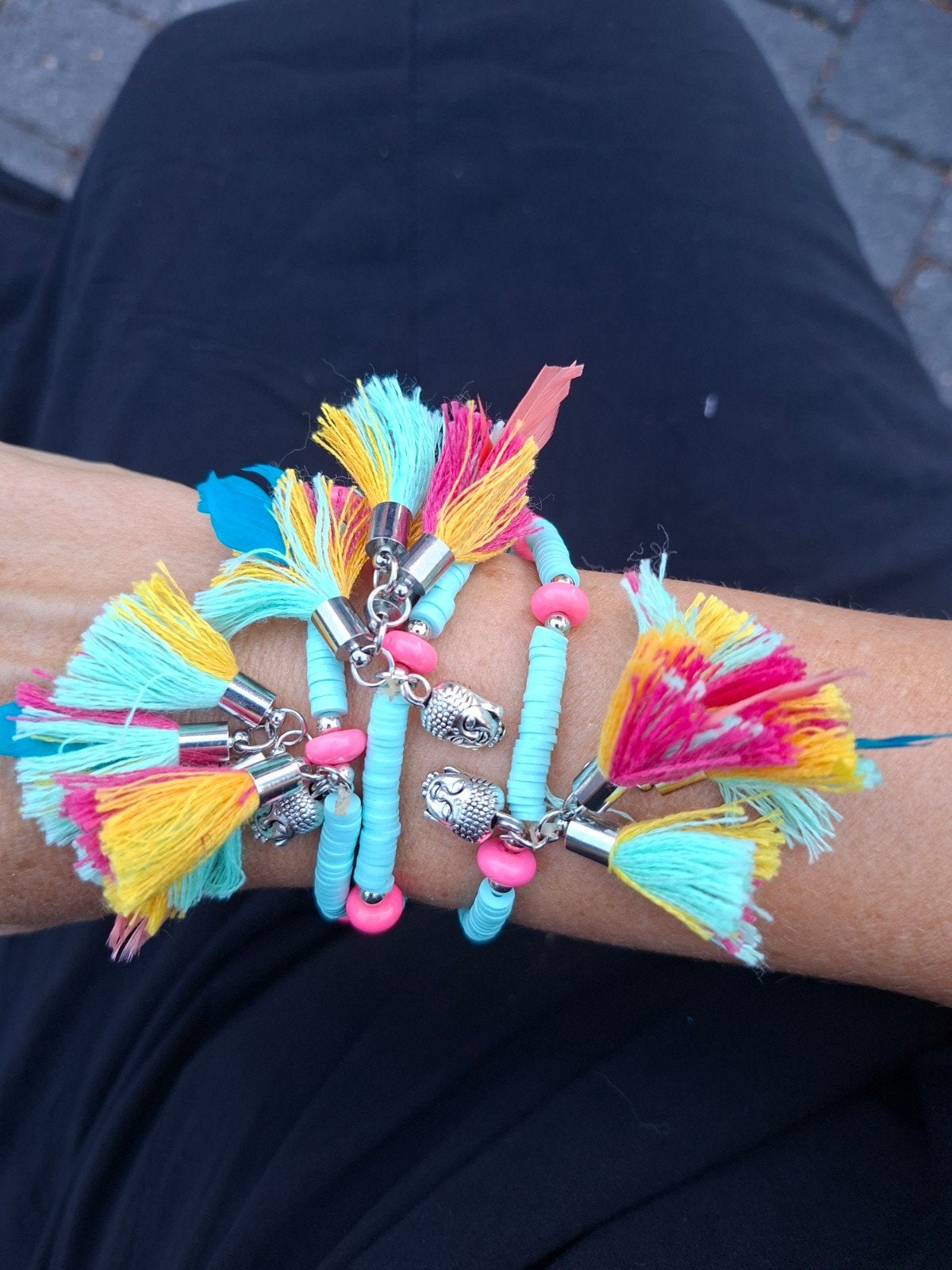 Ibiza boedha kralenarmbandjes kwastjes 1 euro pst nieuw, Kunststof of Plastic, Nieuw, Met bedels of kralen, Verzenden