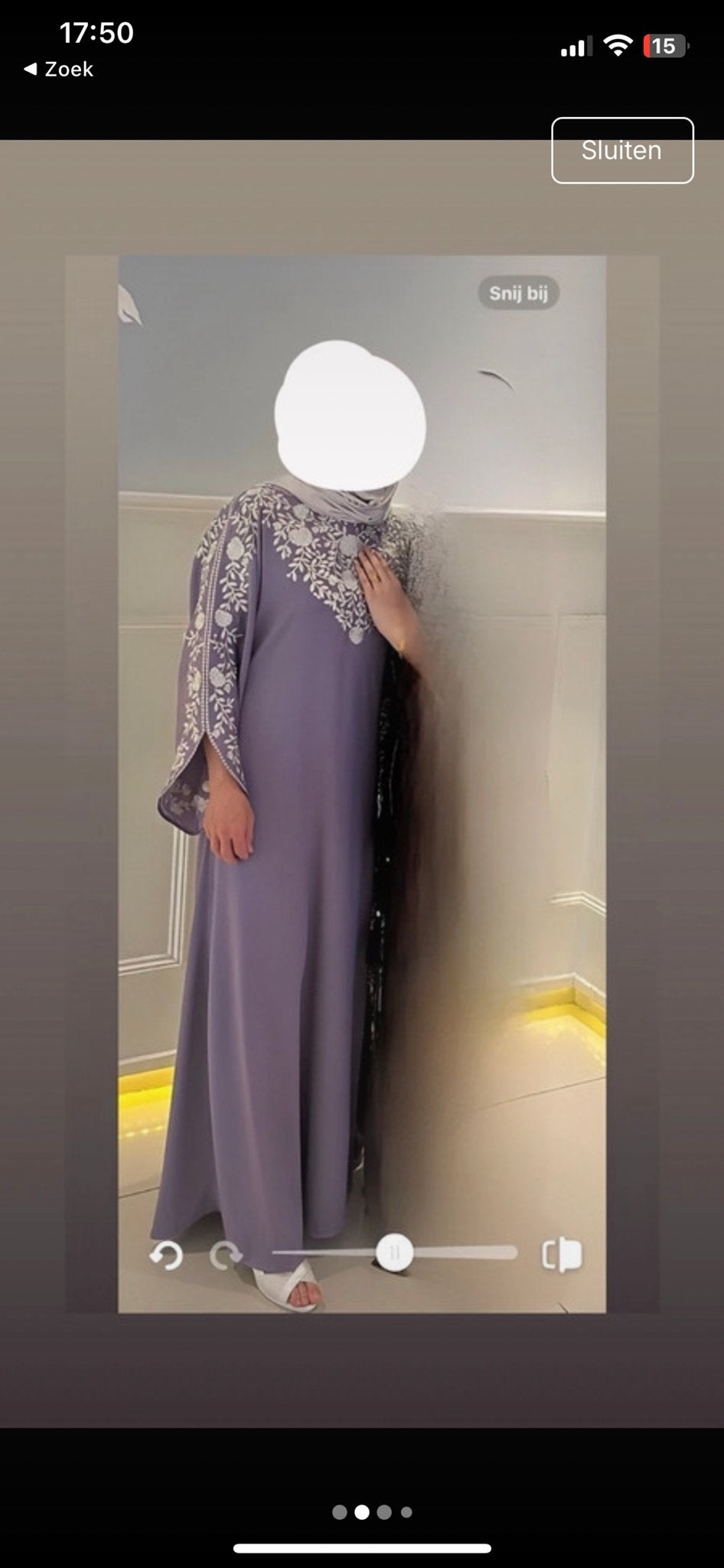 Elegante paarse Dubai jurk met borduursel, Kleding | Dames, Jurken, Maat 38/40 (M), Paars, Ophalen of Verzenden, Zo goed als nieuw