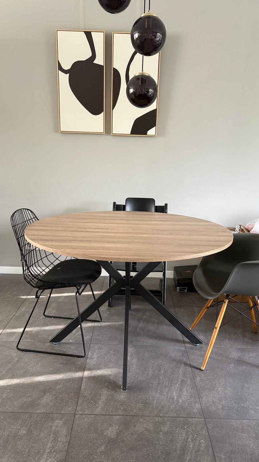 Ronde eettafel 110 cm - Gebruikt met beschadigingen, Ophalen, Gebruikt, Rond, 100 tot 150 cm