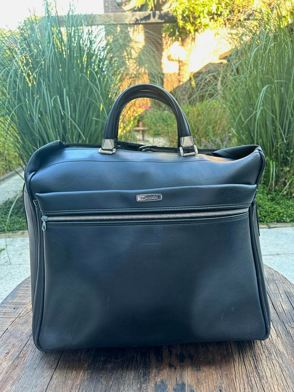 Samsonite Vintage Leren Dokters/Reistas Uitmuntende staat, 40 tot 60 cm, Gebruikt, 20 tot 30 cm, Zwart