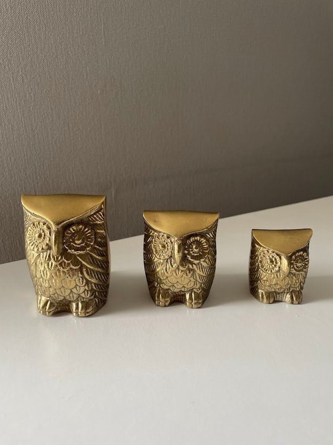 3 koperen /messing uiltjes., Ophalen of Verzenden