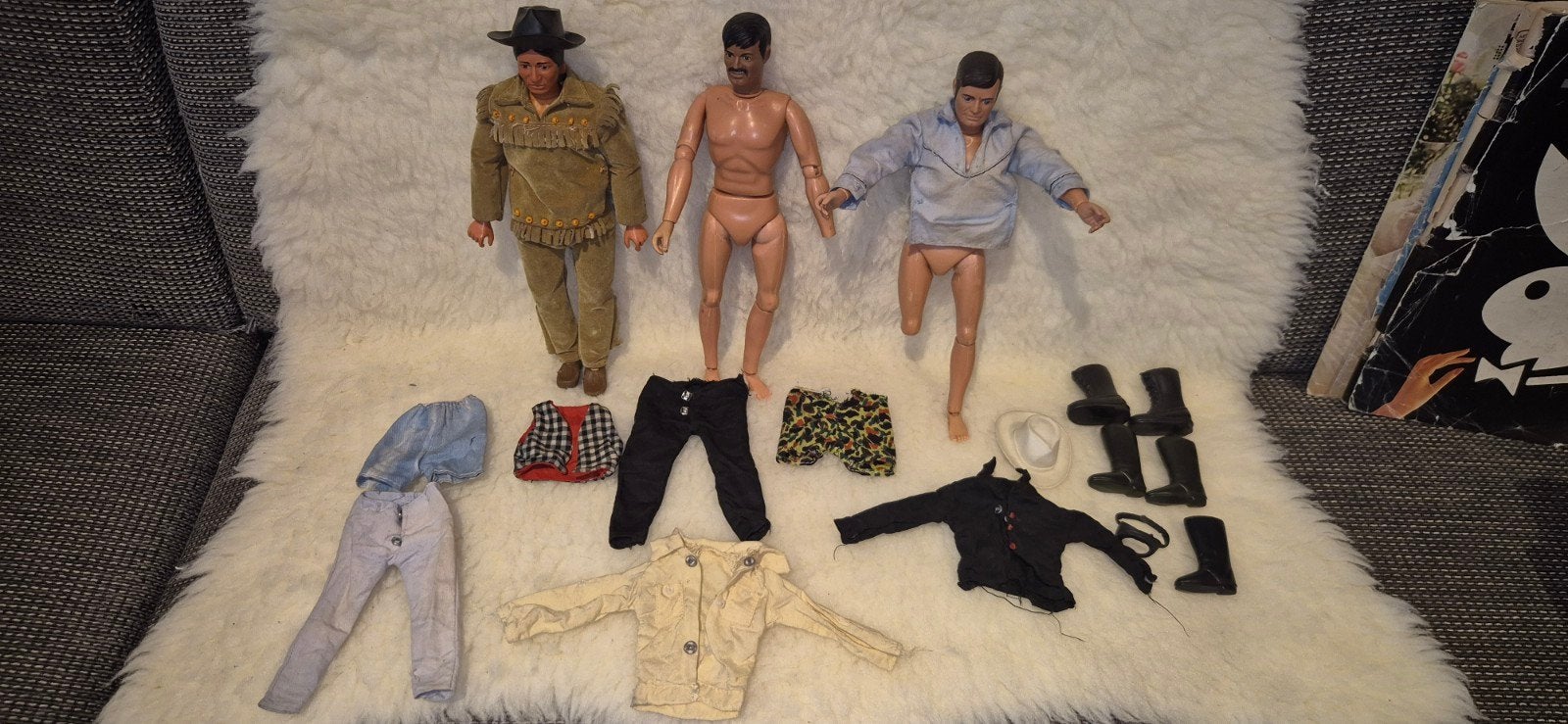 Vintage Lone Ranger poppen 2 met  gebreken en accessoires, Ophalen of Verzenden, Gebruikt, Pop