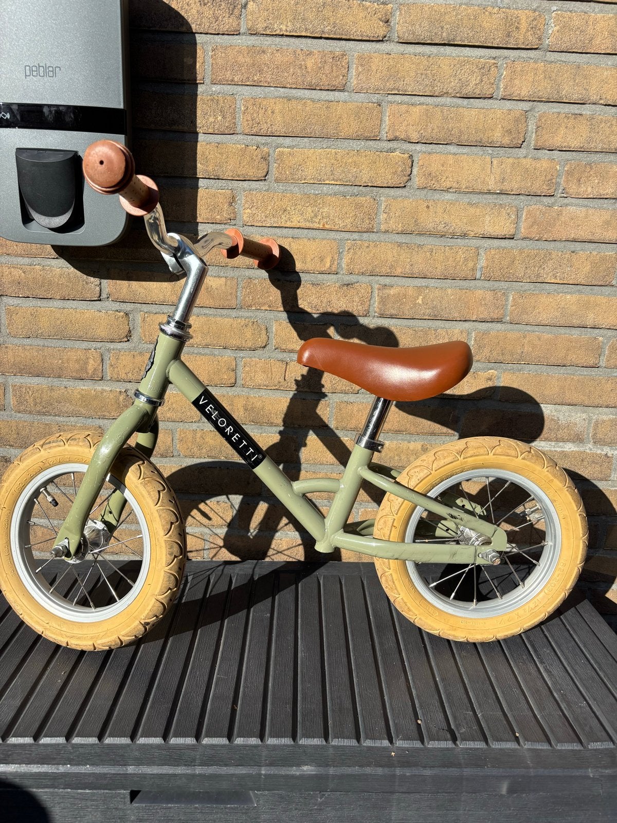 Veloretti loopfiets - Groen met bruin zadel, Ophalen, Gebruikt, Minder dan 16 inch