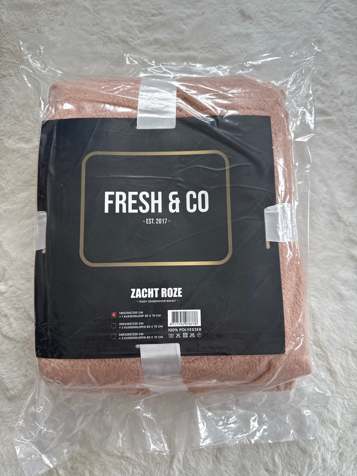 Fresh & Co Teddy Dekbedovertrekset Zacht Roze, Ophalen of Verzenden, Nieuw, Roze, Dekbedovertrek