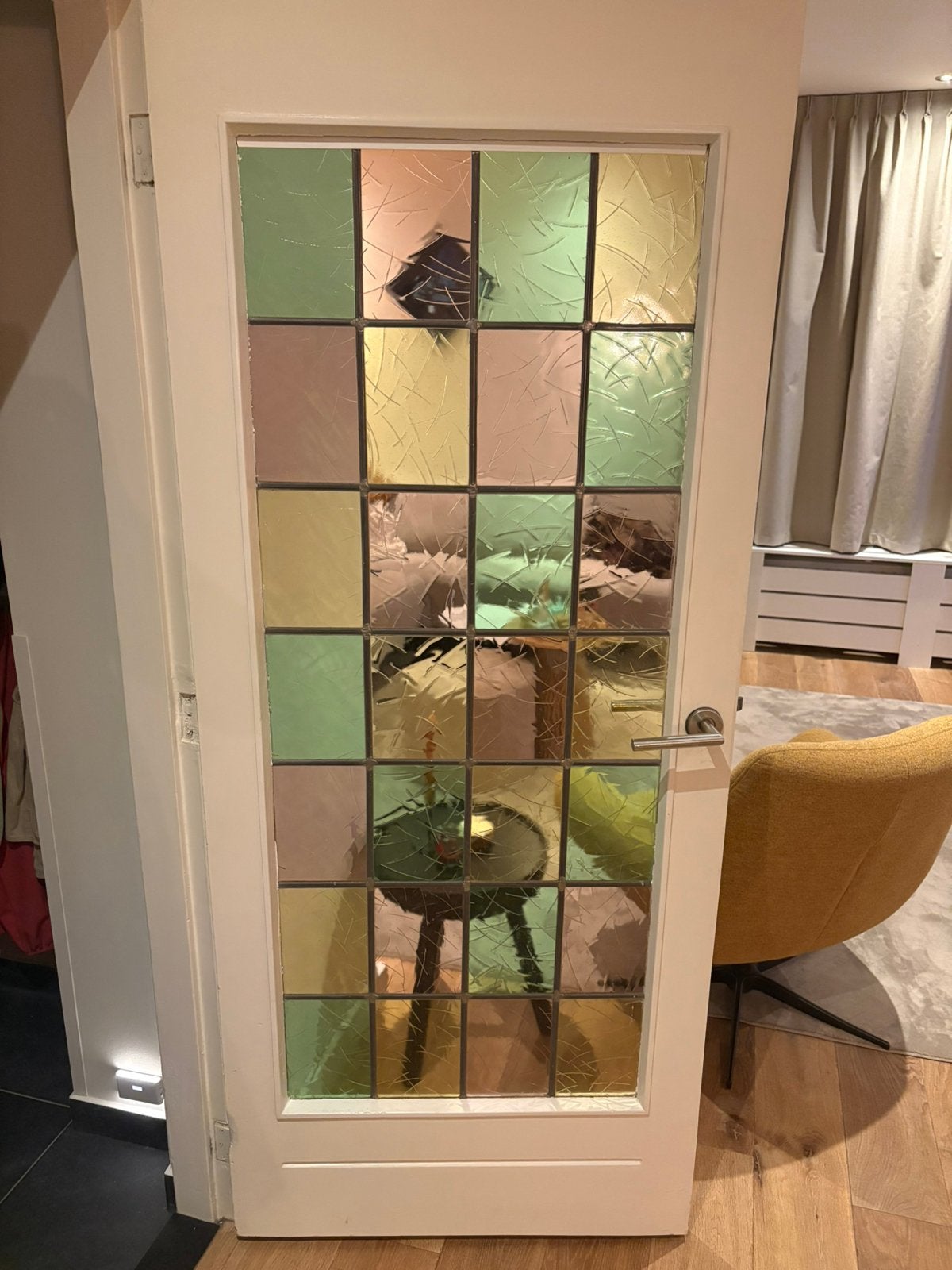 Glas in lood binnendeur, Doe-het-zelf en Verbouw, Glas en Ramen, Ophalen, Gebruikt, Glas in lood, 80 tot 120 cm