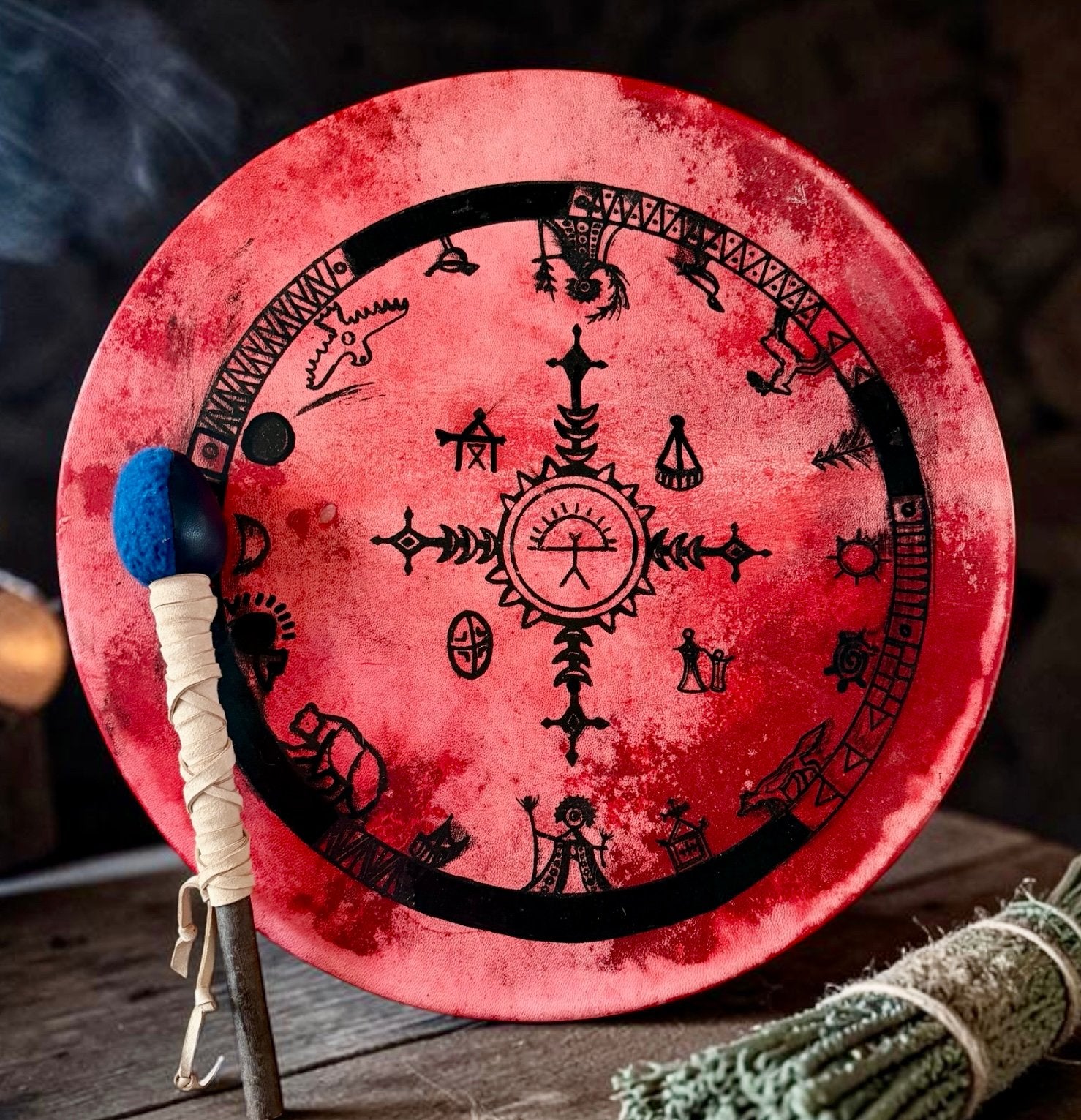 Sami Sjamanendrum Waterbuffel 52 cm 1e chakra, Verzenden, Nieuw, Trommel