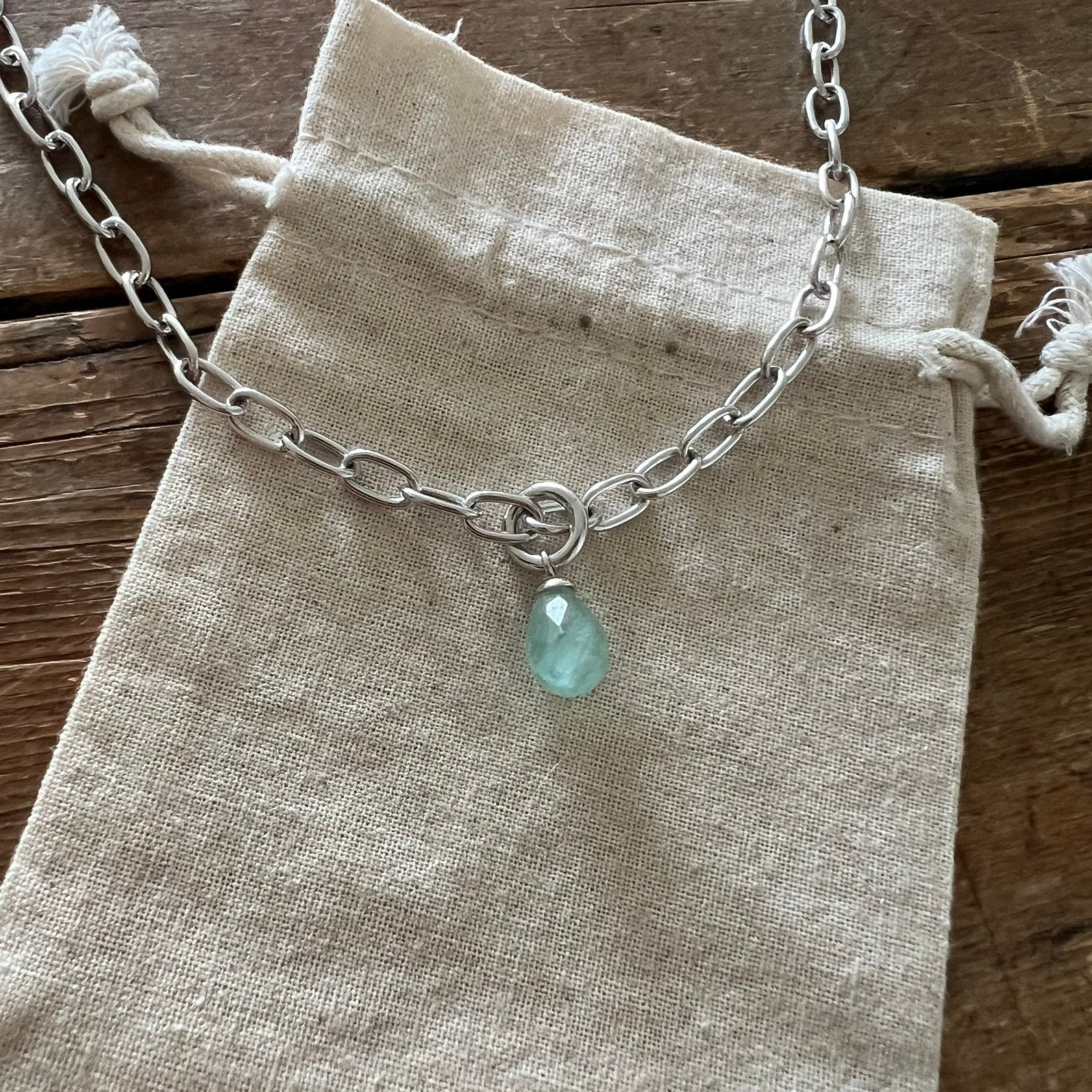 Zilveren 925 zware ketting met mooi natuursteen hanger 42cm, Verzenden, Zo goed als nieuw, Zilver