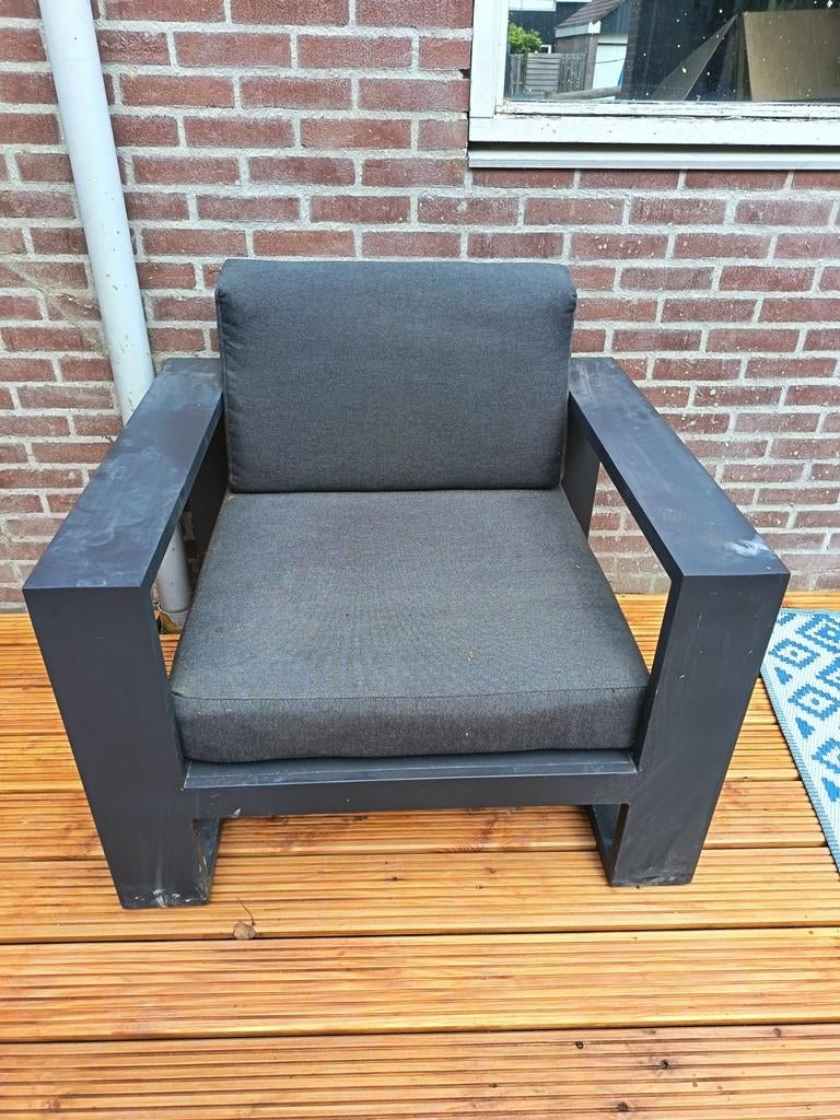 Cuba loungestoel tuinstoel met kussens, Ophalen, Zo goed als nieuw, Metaal