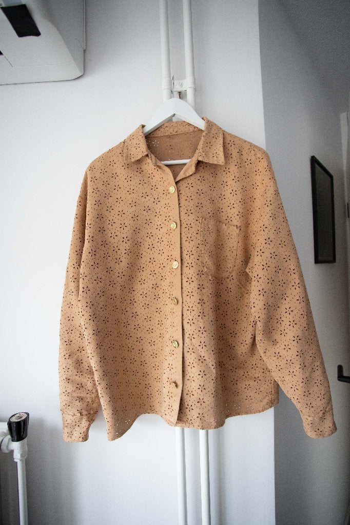 Beige suèdelook vestje / jasje /blouse vintage maat L, Kleding | Dames, Beige, Maat 42/44 (L), Ophalen of Verzenden, Zo goed als nieuw