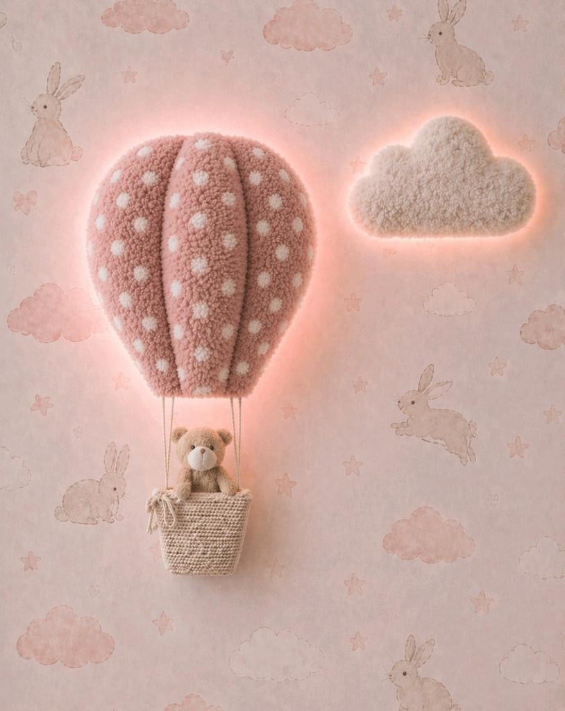 Dreamlight/wandlamp luchtballon+wolkje baby-of meisjeskamer, Kinderen en Baby's, Kinderkamer | Inrichting en Decoratie, Ophalen of Verzenden